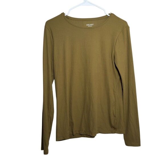 Nine West T-Shirt Women's Medium Soft Spun Ribbed Long Sleeve Basic Top - Picture 1 of 8